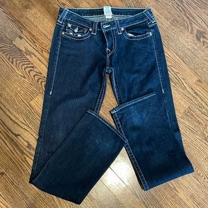 💙 Like new True Religion Jeans with Leather Horseshoe Trim